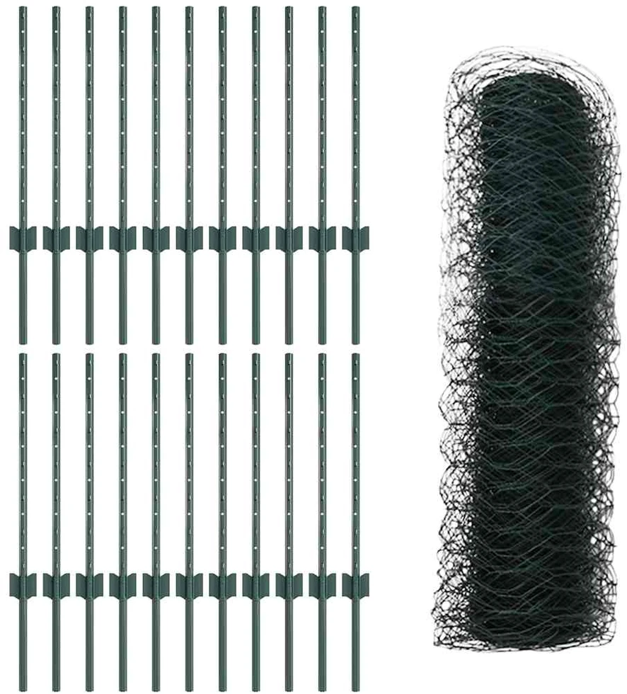 Hexagonal Fence with Post 50 x 0,5 m PVC dengtas plienas Žalia