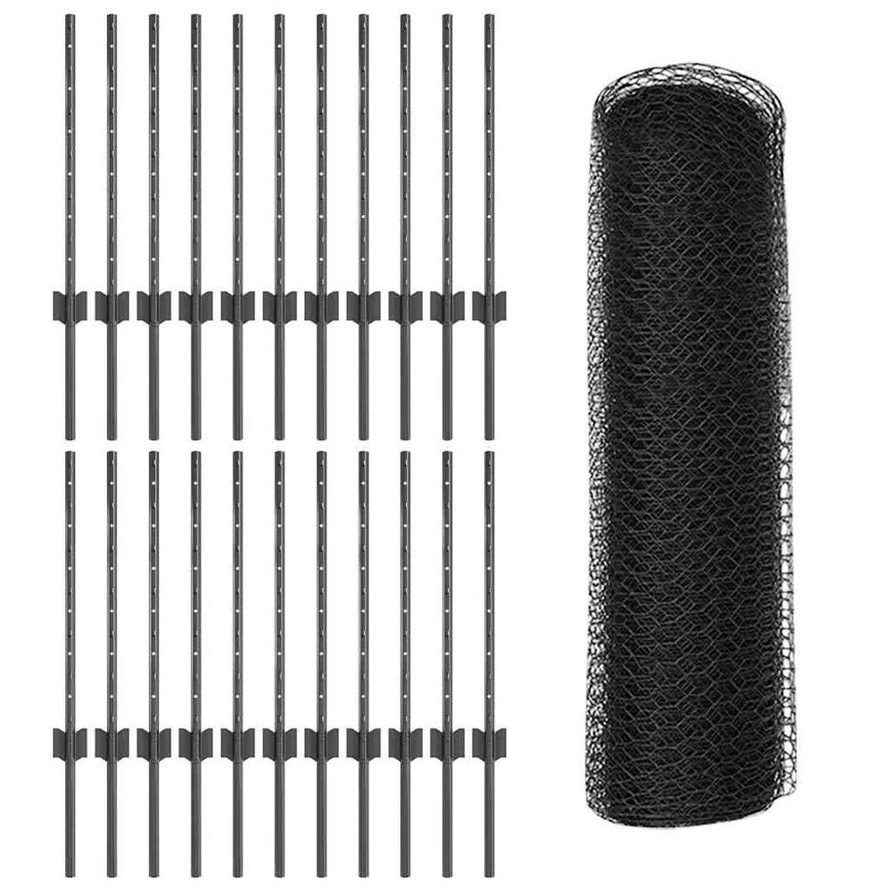Hexagonal Fence with Post 50 x 0,5 m PVC dengtas plienas Pilka