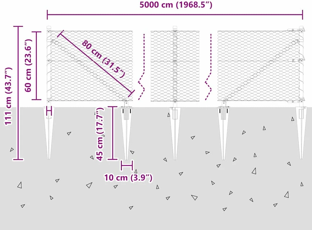 Hexagonal Fence with Post 50 x 0,6 m Galvanizuotas plienas