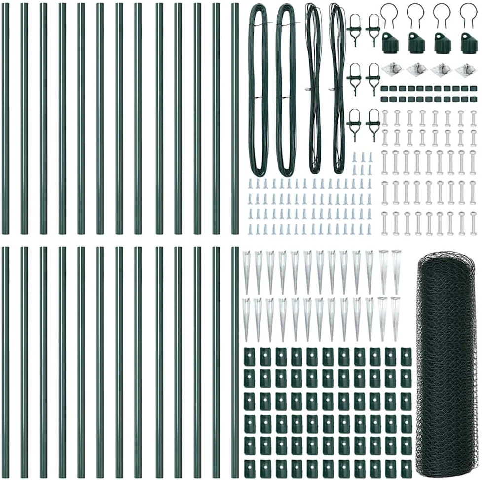Hexagonal Fence with Post 50 x 0,6 m PVC dengtas plienas Žalia
