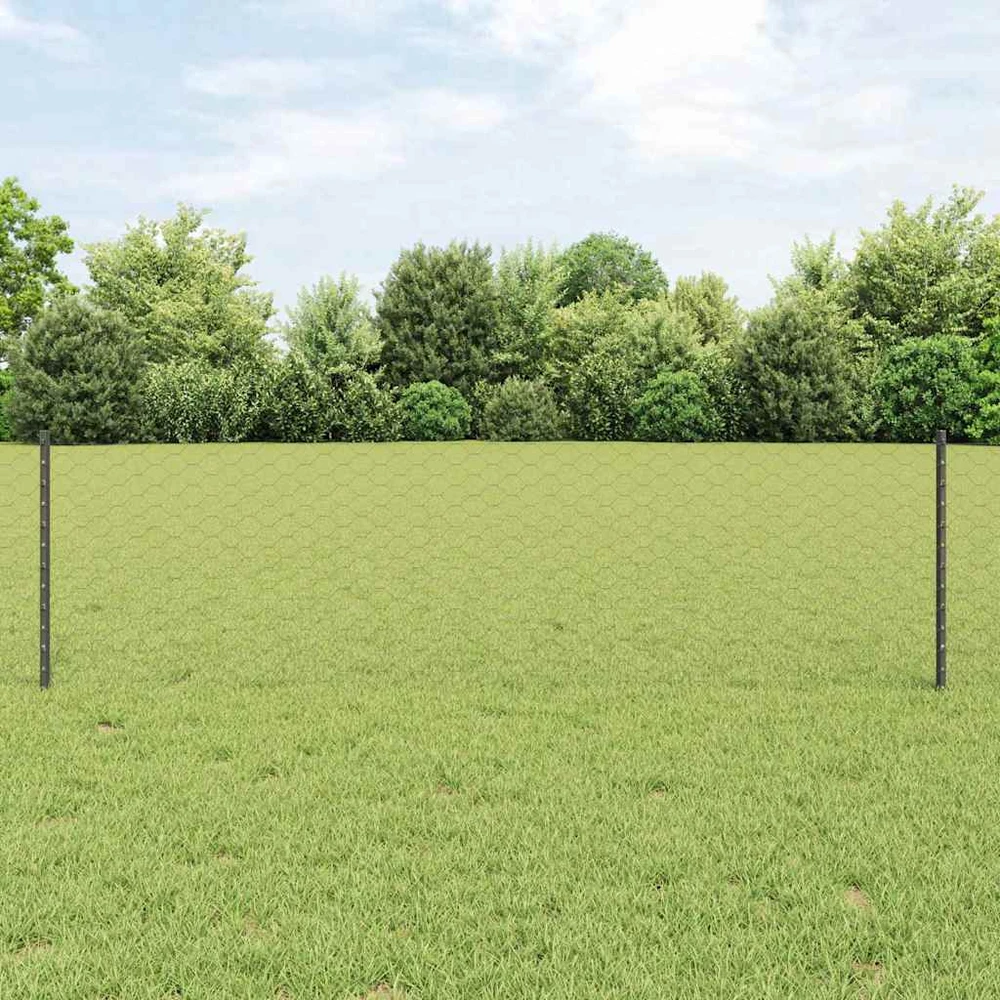Hexagonal Fence with Post 50 x 0,6 m PVC dengtas plienas Pilka