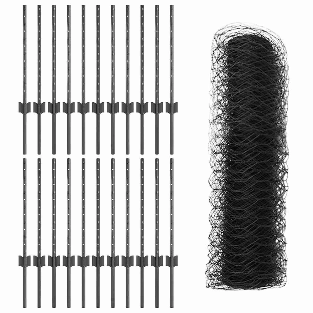 Hexagonal Fence with Post 50 x 0,6 m PVC dengtas plienas Pilka