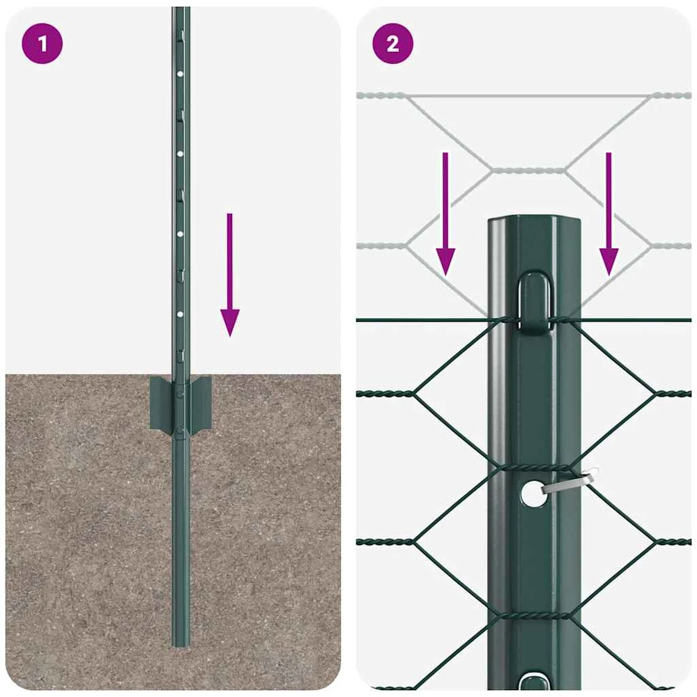 Hexagonal Fence with Post 50 x 0,8 m PVC dengtas plienas Žalia