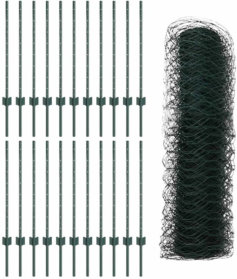 Hexagonal Fence with Post 50 x 0,8 m PVC dengtas plienas Žalia