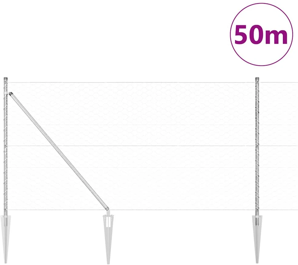 Hexagonal Fence with Post 50 x 1,2 m Galvanizuotas plienas