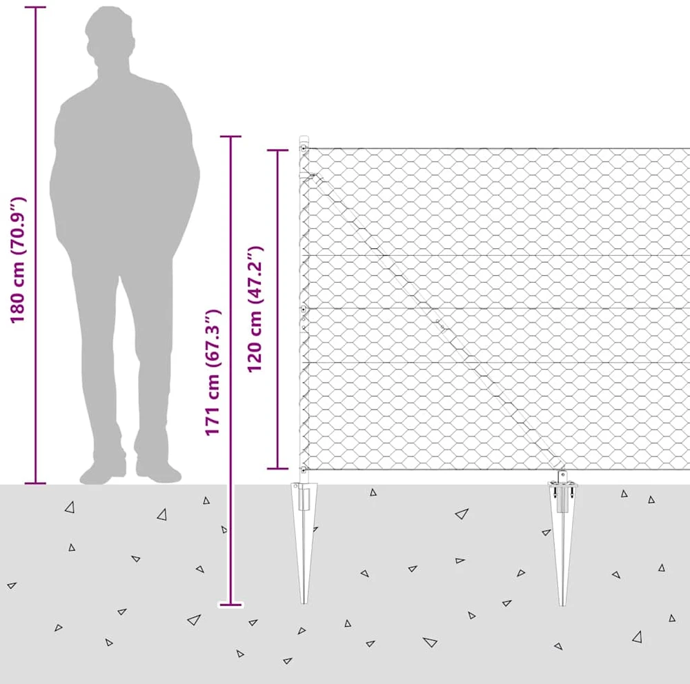 Hexagonal Fence with Post 50 x 1,2 m Galvanizuotas plienas