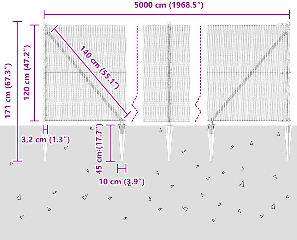 Hexagonal Fence with Post 50 x 1,2 m PVC dengtas plienas Žalia