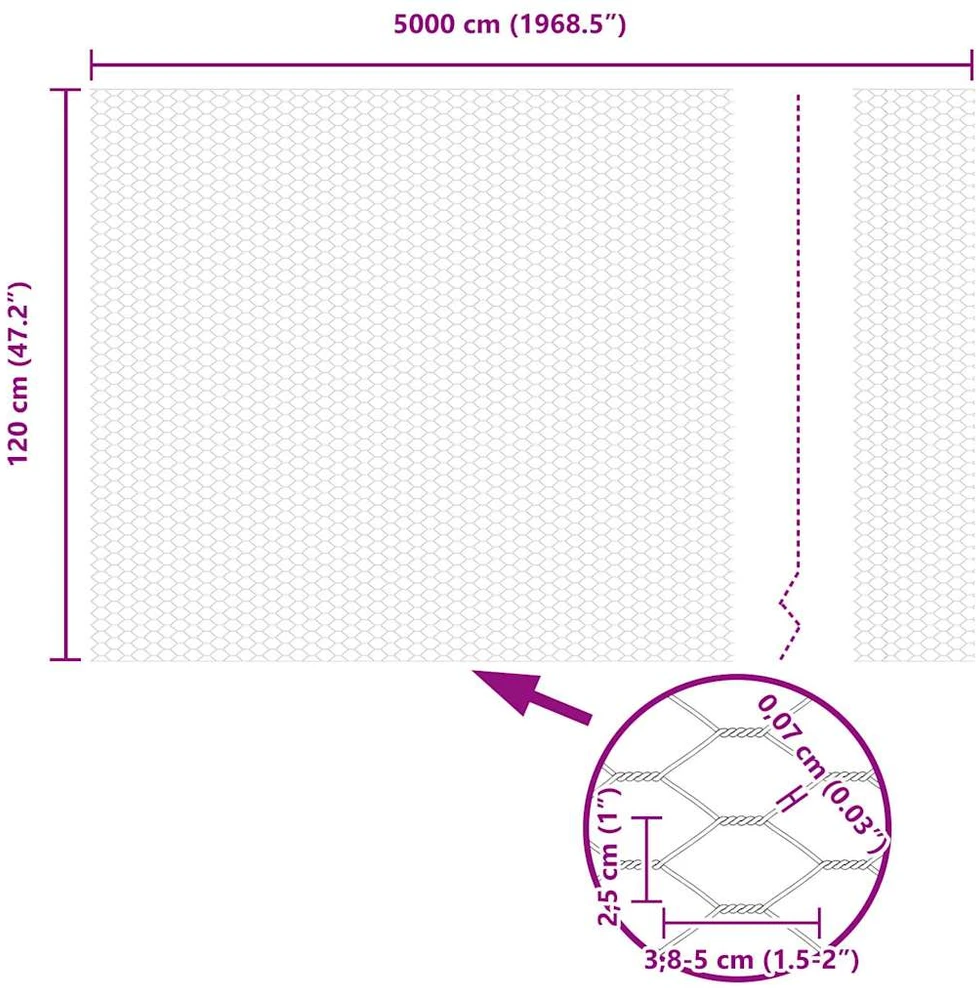 Hexagonal Fence with Post 50 x 1,2 m PVC dengtas plienas Žalia