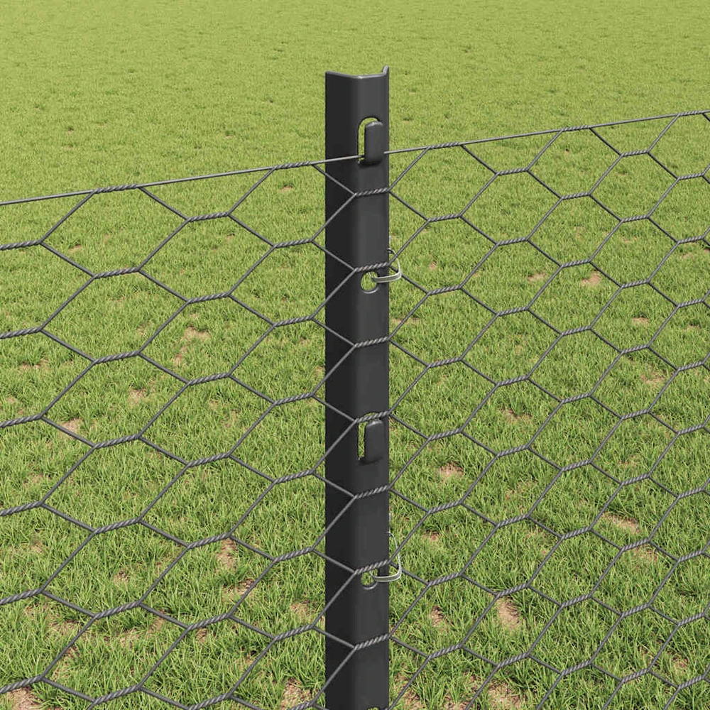 Hexagonal Fence with Post 50 x 1,2 m PVC dengtas plienas Pilka