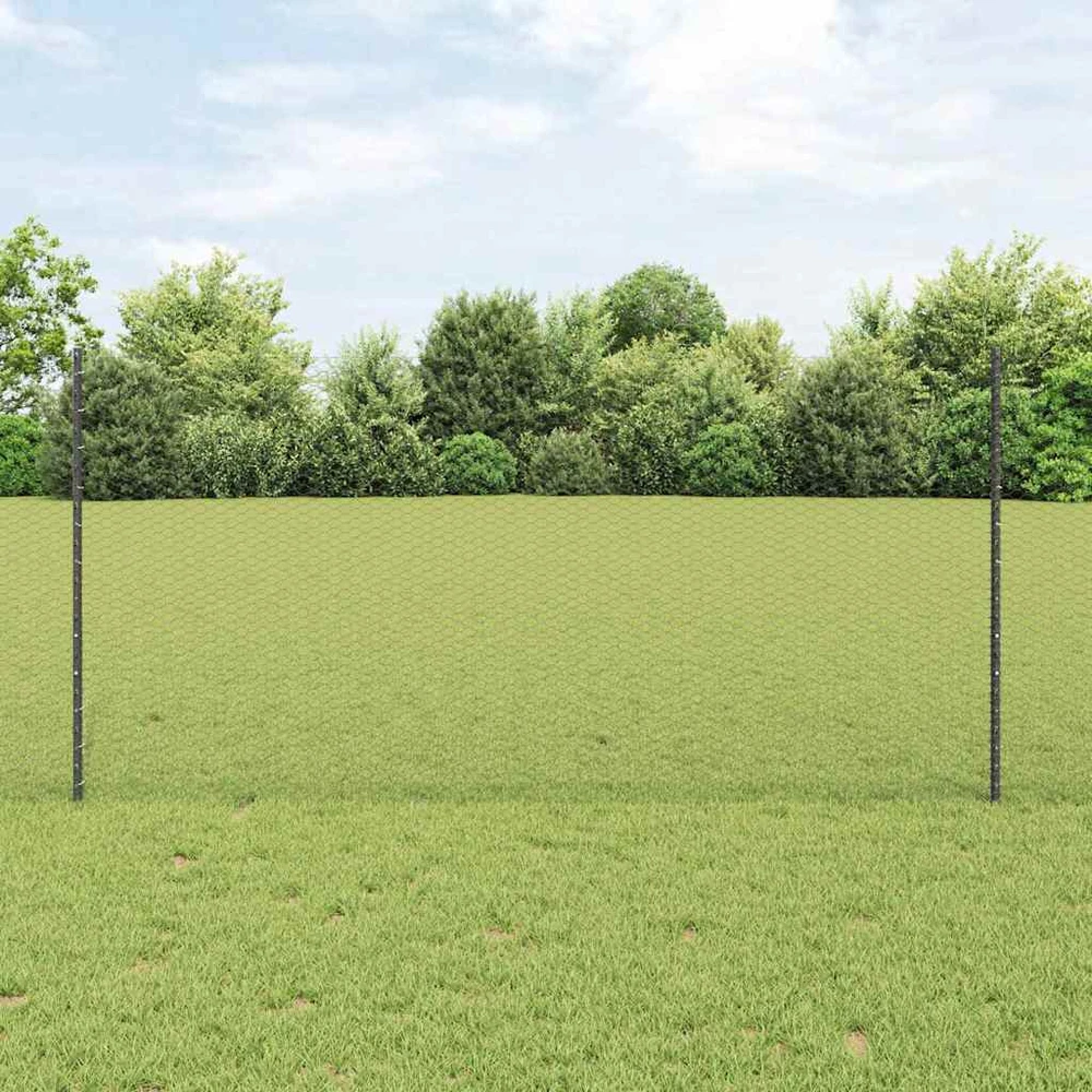 Hexagonal Fence with Post 50 x 1,2 m PVC dengtas plienas Pilka