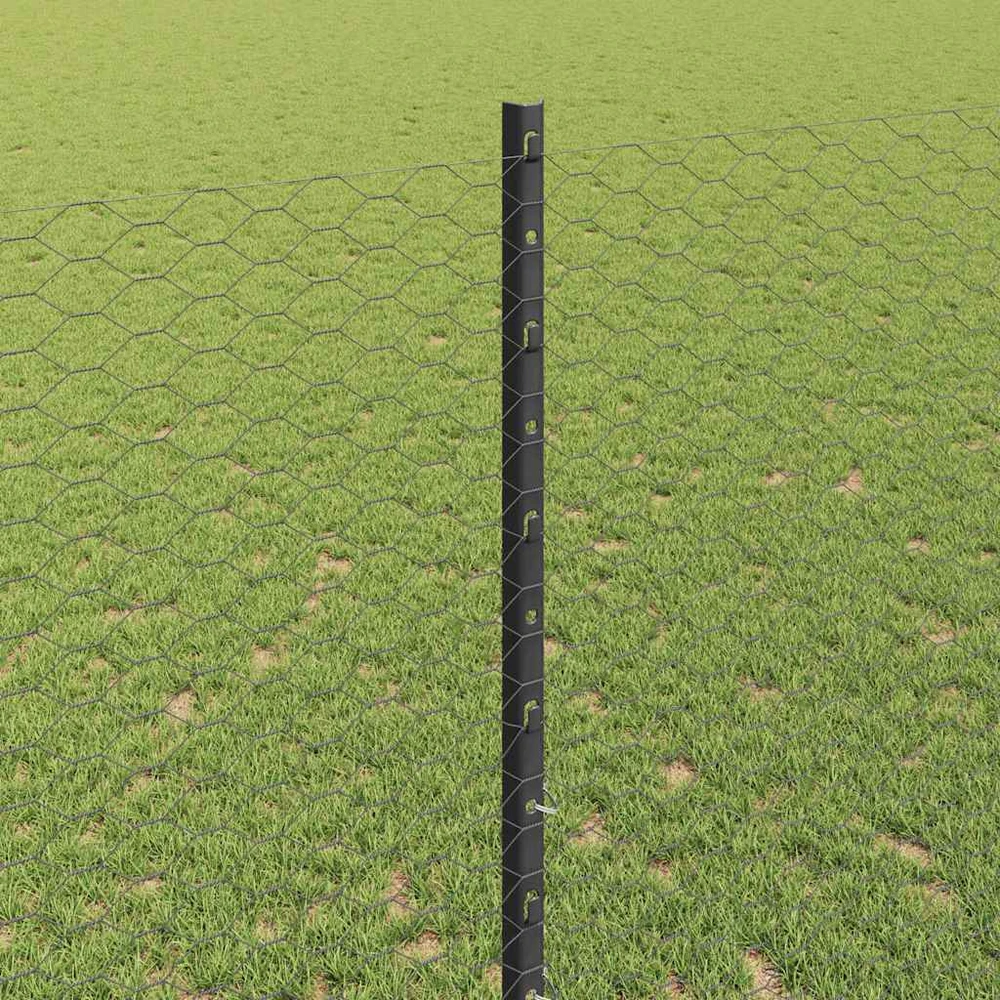 Hexagonal Fence with Post 50 x 1,4 m PVC dengtas plienas Pilka