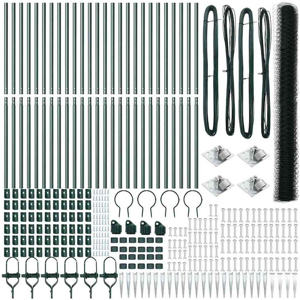 Hexagonal Fence with Post 50 x 1,6 m PVC dengtas plienas Žalia