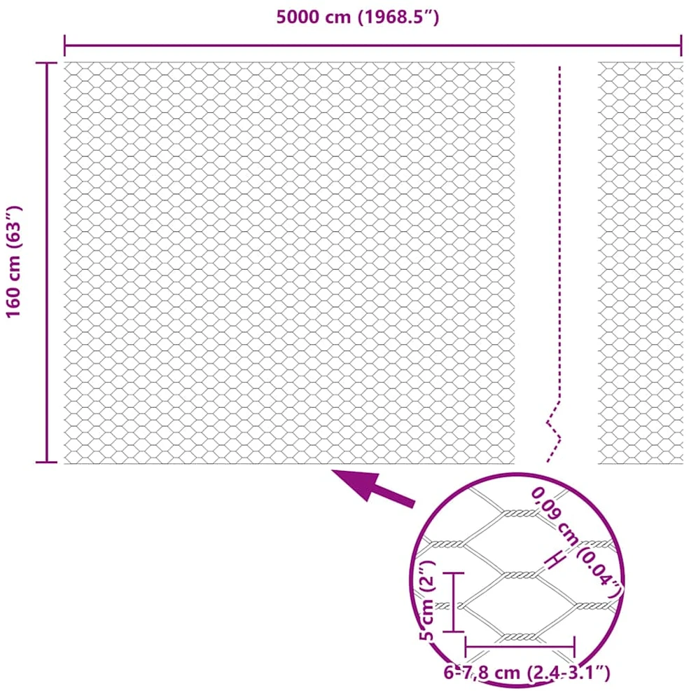 Hexagonal Fence with Post 50 x 1,6 m PVC dengtas plienas Pilka