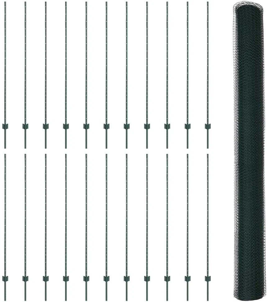 Hexagonal Fence with Post 50 x 1,6 m PVC dengtas plienas Žalia