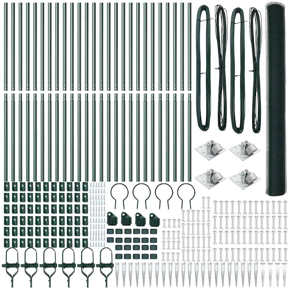 Hexagonal Fence with Post 50 x 1,6 m PVC dengtas plienas Žalia
