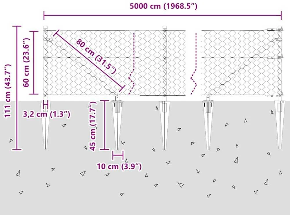 Hexagonal Fence with Post 50 x 0,6 m Galvanizuotas plienas