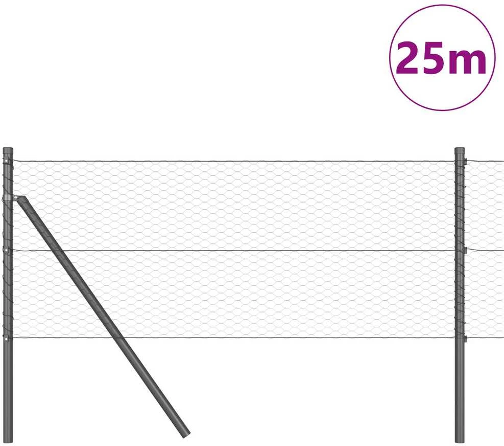 Heksagonalinė tvoros tvirtinimo sistema 25 x 0,6 m Pilka