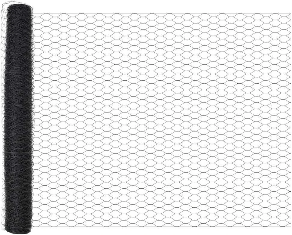 Hexagonal Fence with Post 100 x 1,2 m PVC dengtas plienas Pilka