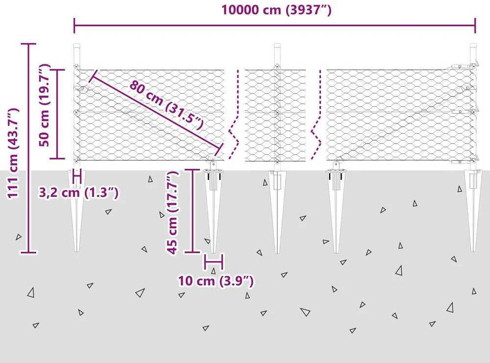Hexagonal Fence with Post 100 x 0,5 m PVC dengtas plienas Žalia