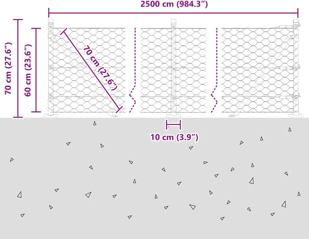 Šešiakampė tvora su betono pagrindu 25 x 0,6 m Žalia Tinklelis