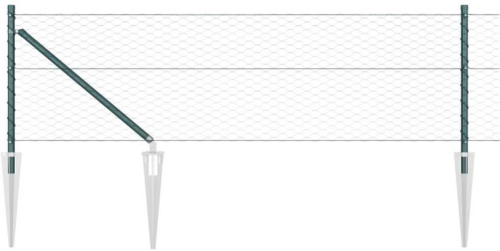 Hexagonal Fence with Post 25 x 0,6 m PVC dengtas plienas Žalia