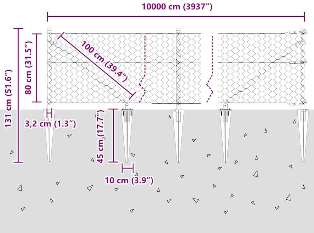 Hexagonal Fence with Post 100 x 0,8 m PVC dengtas plienas Žalia