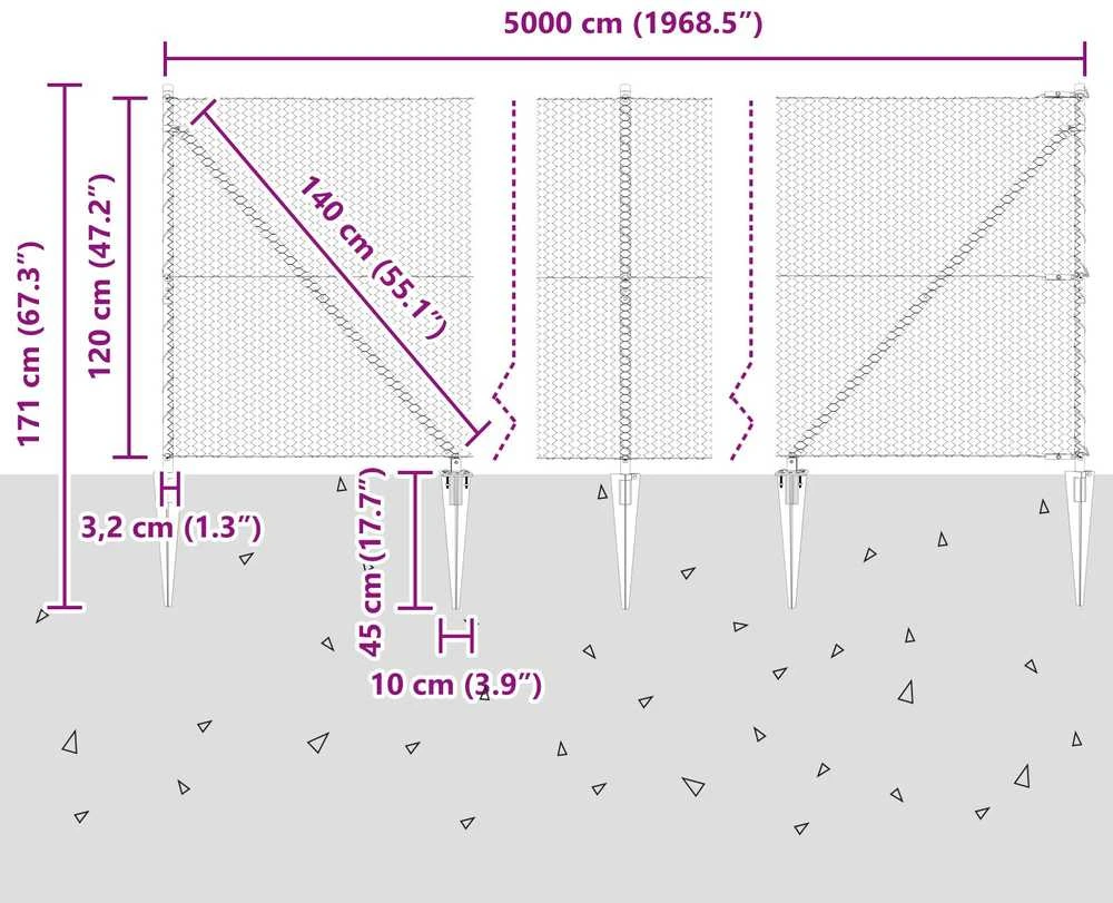 Hexagonal Fence with Post 50 x 1,2 m PVC dengtas plienas Žalia