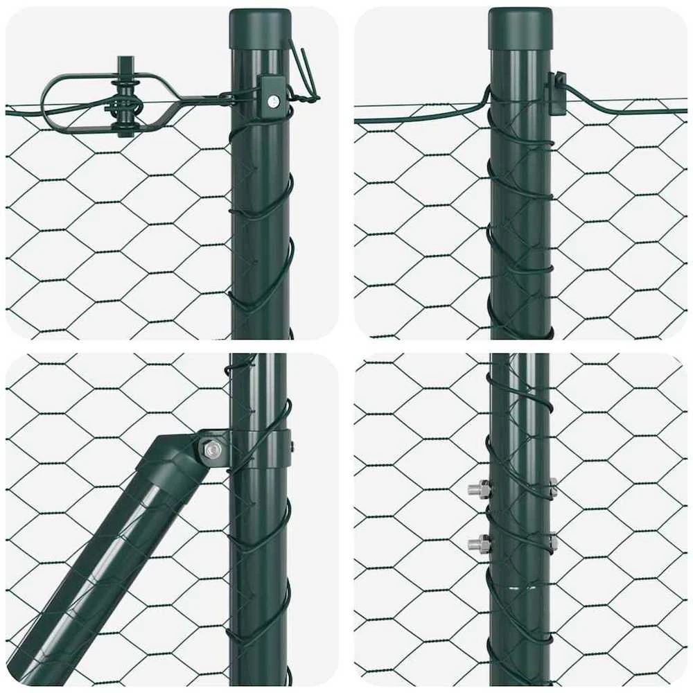 Hexagonal Fence with Post 100 x 1,4 m PVC dengtas plienas Žalia