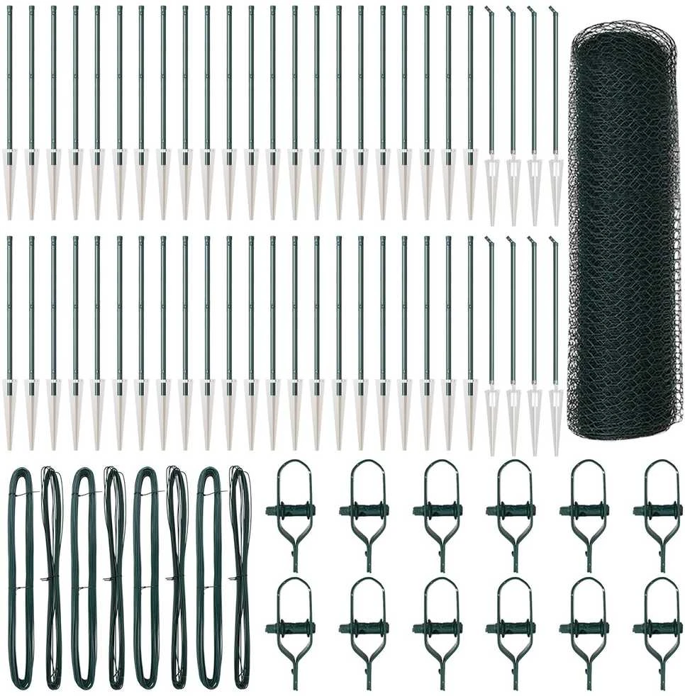 Hexagonal Fence with Post 100 x 0,5 m PVC dengtas plienas Žalia