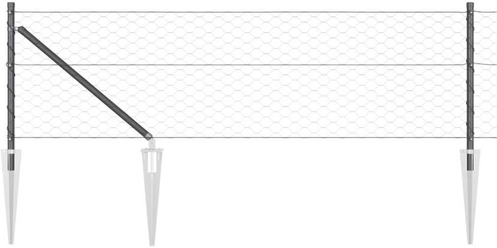 Hexagonal Fence with Post 10 x 0,6 m PVC dengtas plienas Pilka
