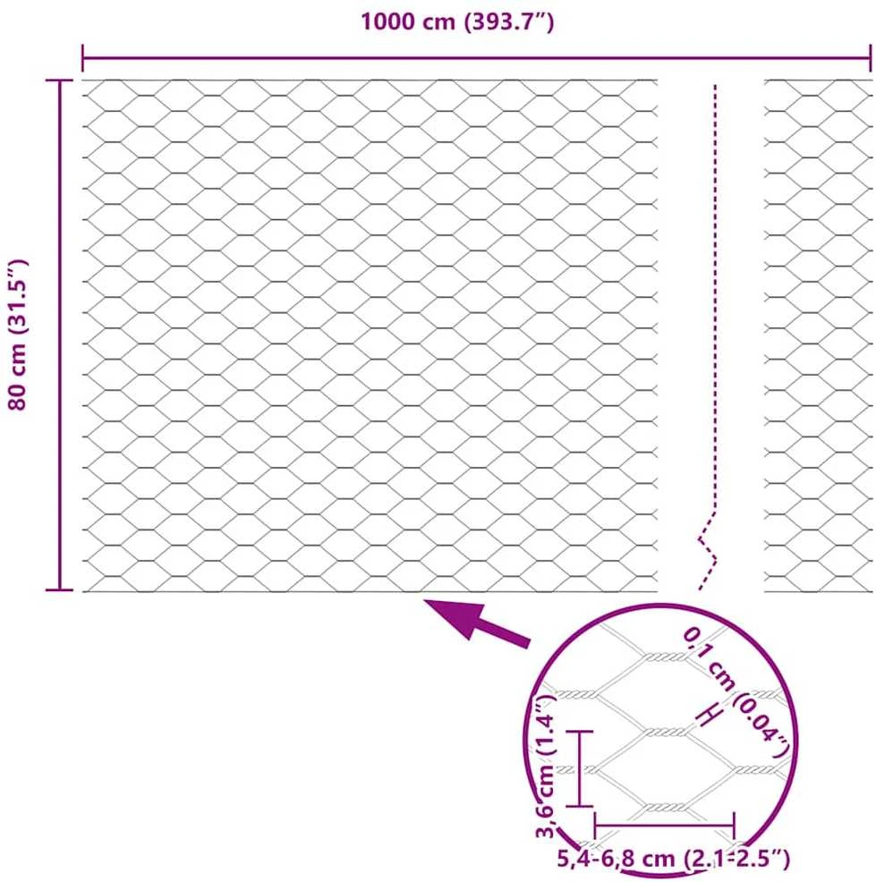 Hexagonal Fence with Post 10 x 0,8 m Galvanizuotas plienas
