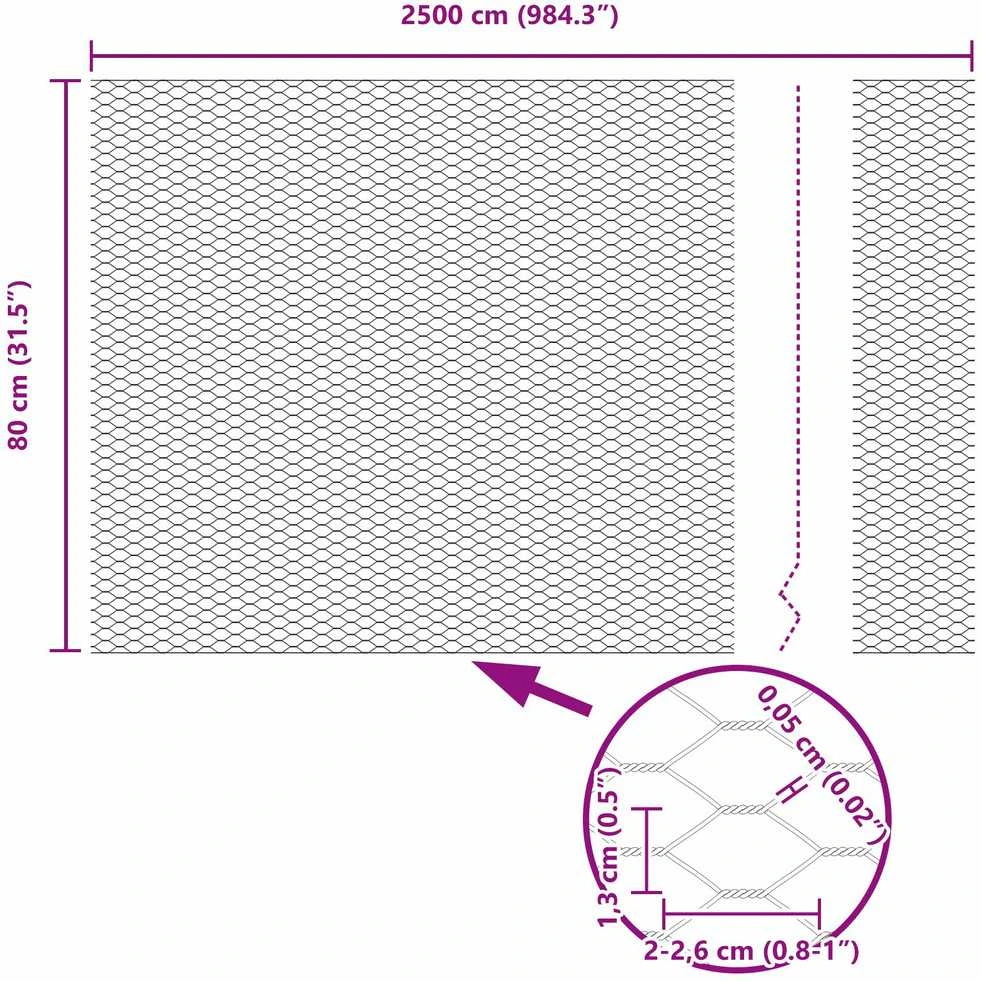 Heksagoninė tvora 0,8 x 25 m Galvanizuotas plienas Sidabrinė