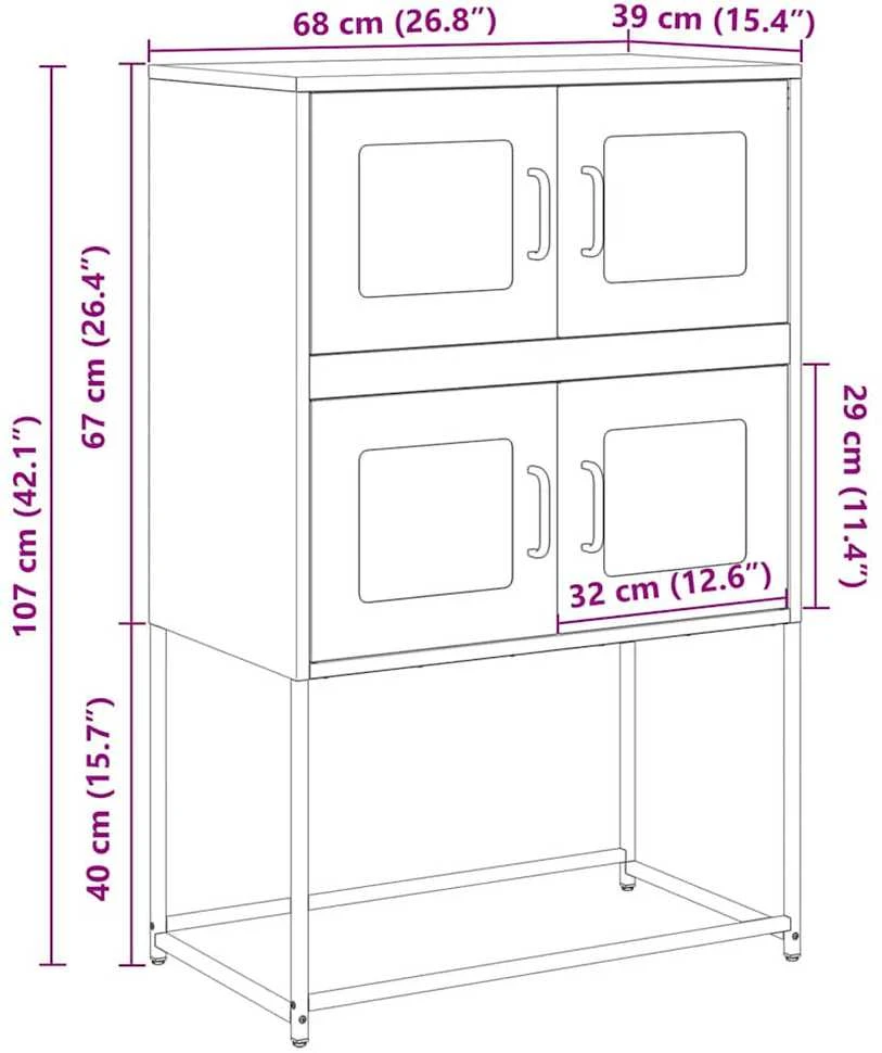 Highboard Antracitas 68x39x107 cm Plienas