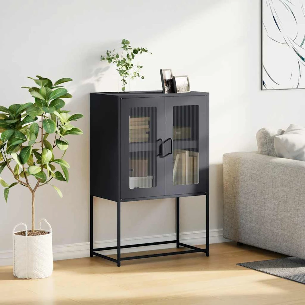 Highboard Antracitas 68x39x107 cm Plienas