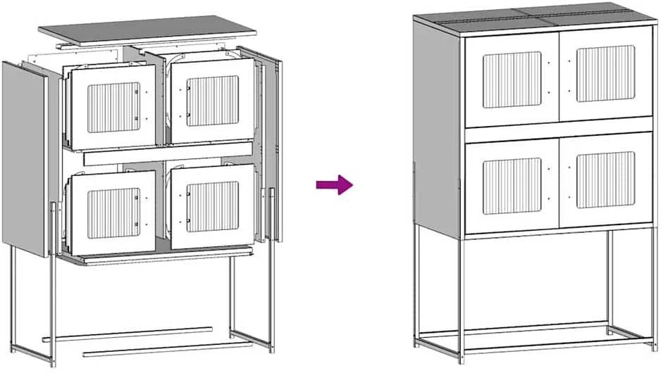 Highboard Antracitas 68x39x107 cm Plienas