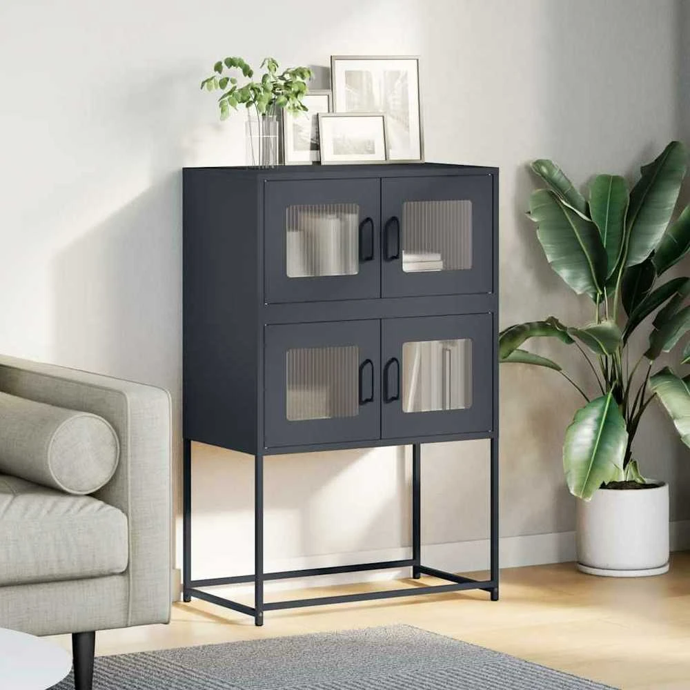 Highboard Antracitas 68x39x107 cm Plienas