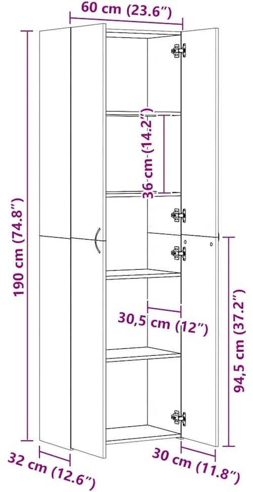Highboard Artisan Ąžuolas 60x32x190 cm Inžinerinė mediena