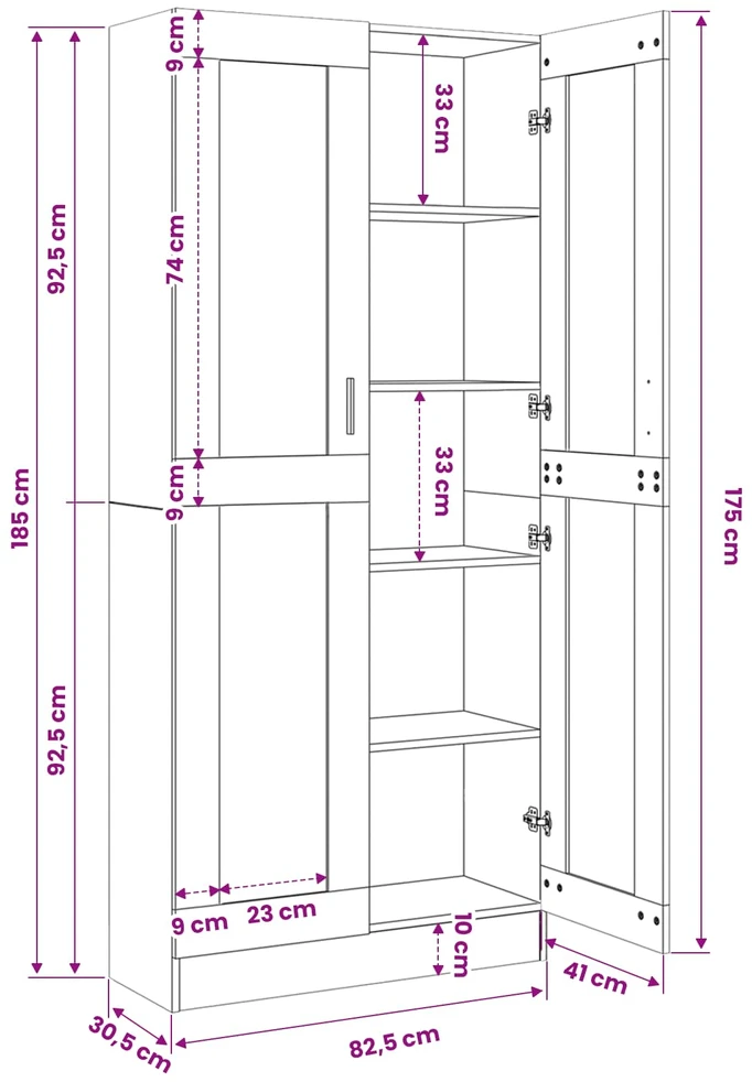 Highboard Artisan ąžuolas 82,5x30,5x185 cm inžinerinė mediena