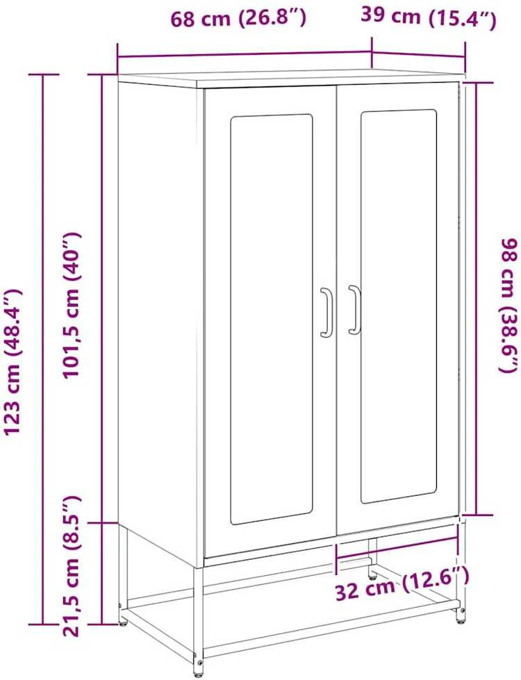 Highboard Baltas 68x39x123 cm Plienas