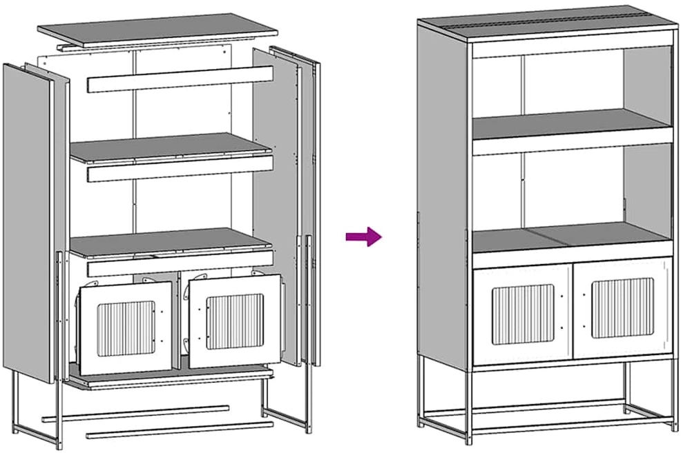 Highboard Baltas 68x39x123 cm Plienas