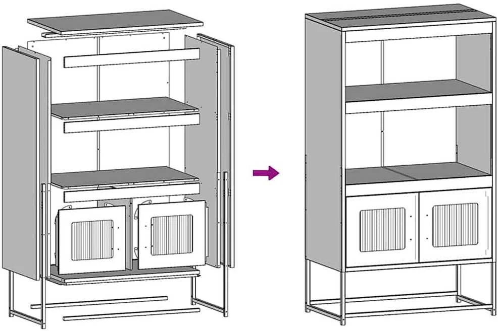 Highboard Baltas 68x39x123 cm Plienas