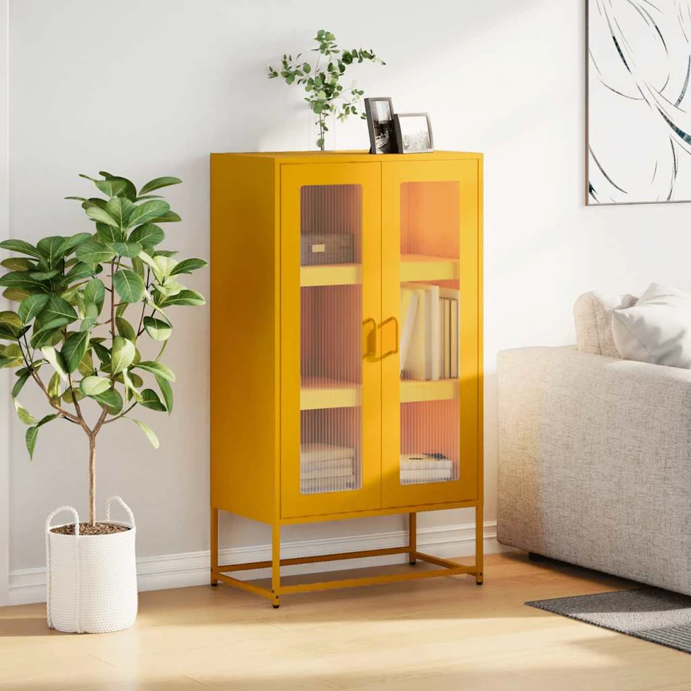 Highboard Garstyčių geltona 68x39x123 cm Plienas