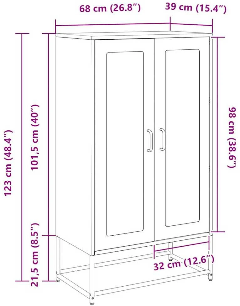 Highboard Garstyčių geltona 68x39x123 cm Plienas