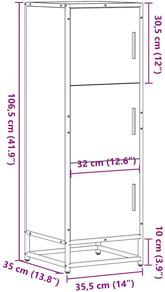 Highboard Gray Sonoma inžinerinis medis ir metalas