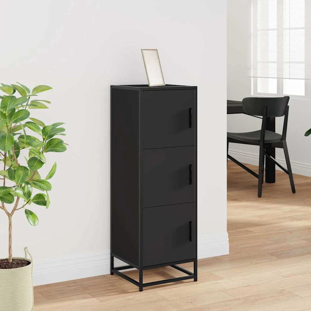 Highboard Juodas 35,5x35x106,5 cm Mediena ir metalas