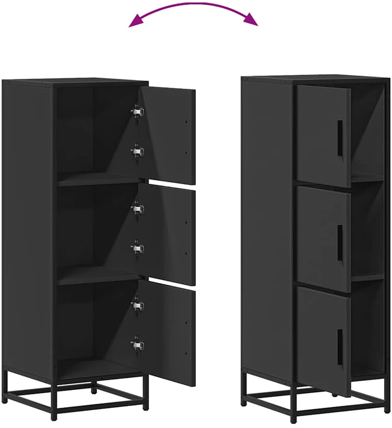 Highboard Juodas 35,5x35x106,5 cm Mediena ir metalas