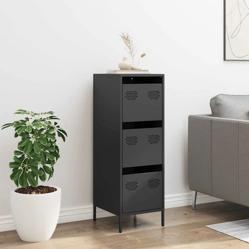 Highboard Juodas 39x35x103,5 cm Plienas