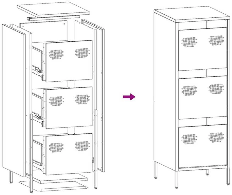 Highboard Juodas 39x35x103,5 cm Plienas