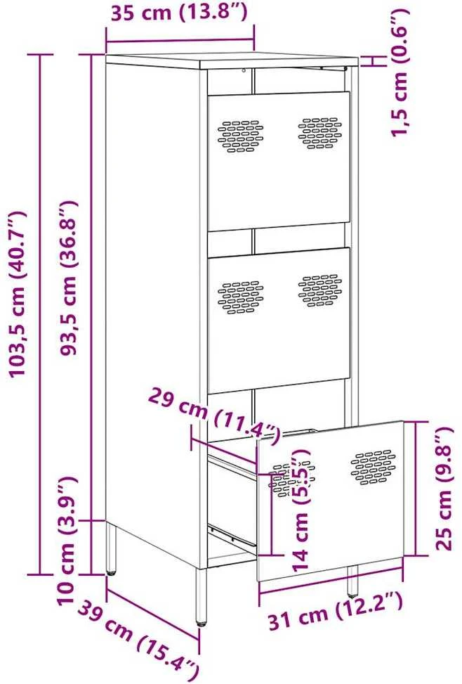 Highboard Juodas 39x35x103,5 cm Plienas