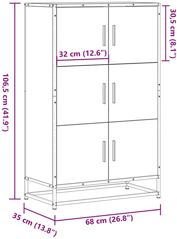 Highboard Juodas 68x35x106,5 cm Mediena ir metalas